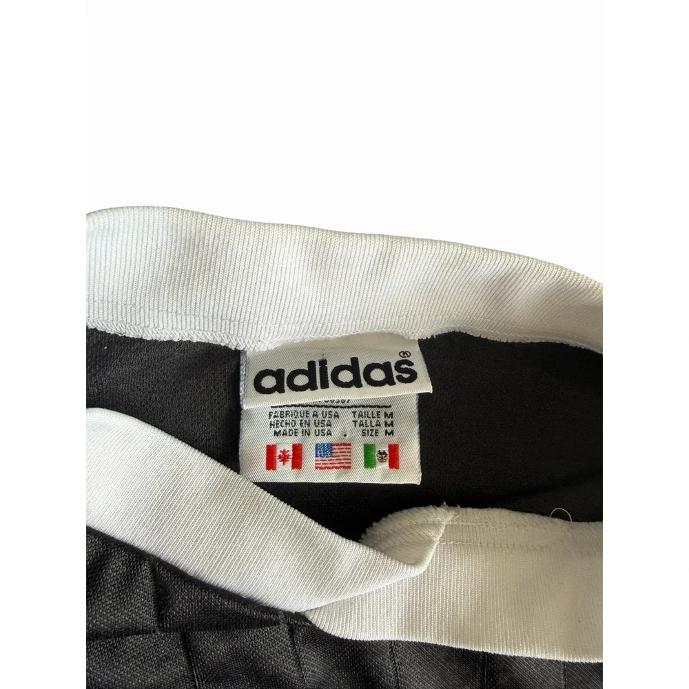 Vintage Adidas Trefoil Soccer Jersey Shirt Black White Striped Size M USA Made